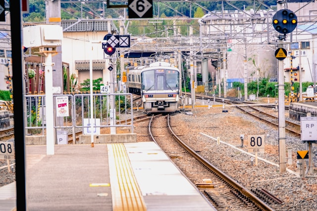 Scenic view from the Gono Line coastal train in Japan
