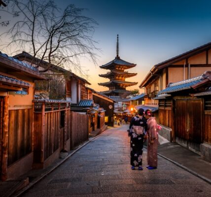Peaceful early morning view of Philosopher’s Path in Kyoto with cherry blossoms
