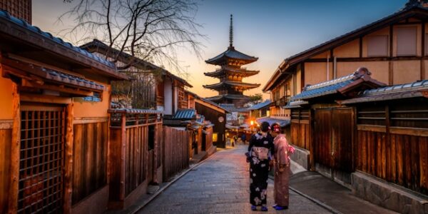 Peaceful early morning view of Philosopher’s Path in Kyoto with cherry blossoms