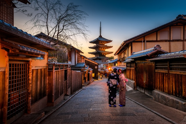 Peaceful early morning view of Philosopher’s Path in Kyoto with cherry blossoms