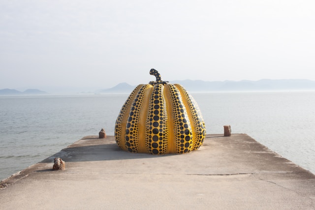 Setouchi Triennale 2025 art installation on a Japanese island with ocean backdrop